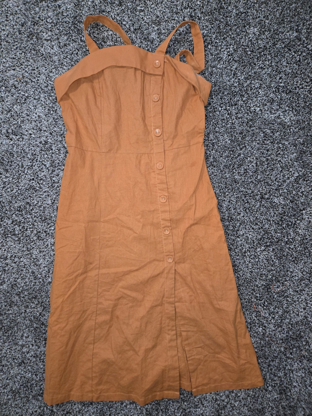 SHEIN Rust Button-Front Midi Dress